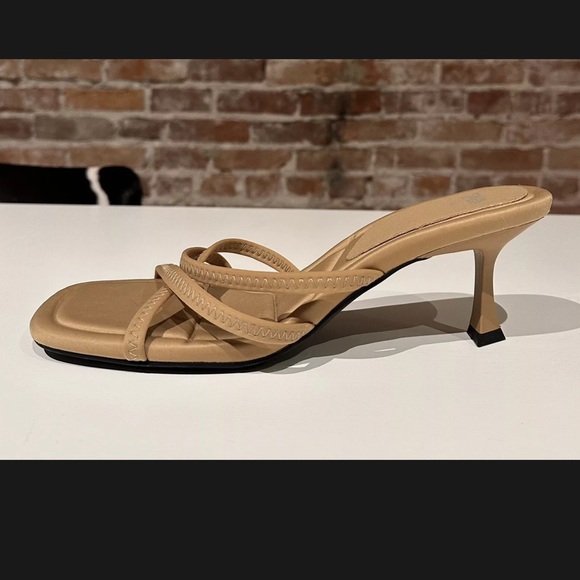 Zara Tan Neoprene Heel Sandals Size 41 - Picture 4 of 9